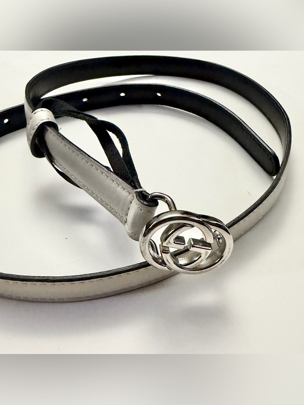 Gucci double g buckle narrow belt 75/30